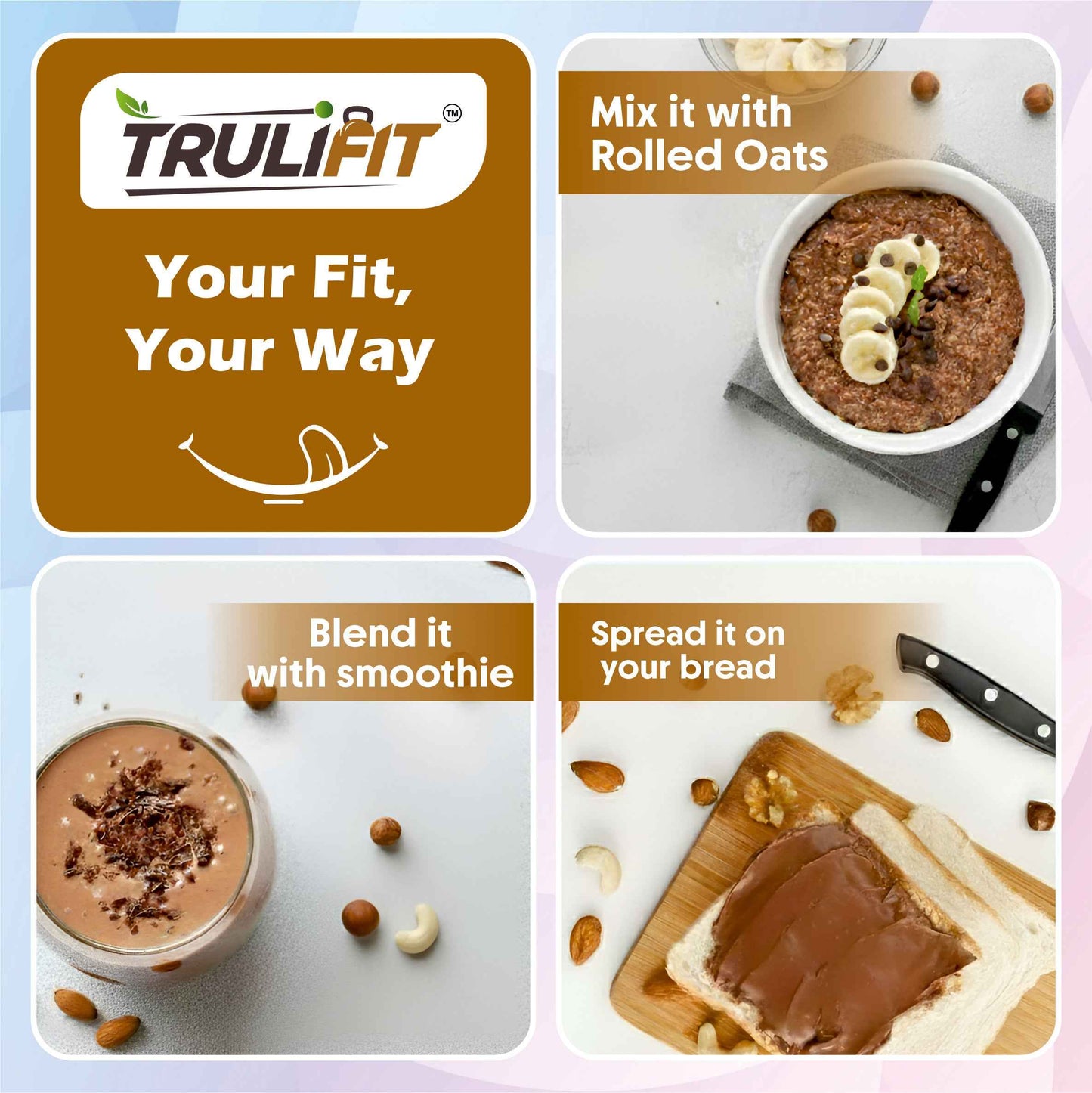 Trulifit Dark Chocolate Peanut Butter – Serving Suggestion 